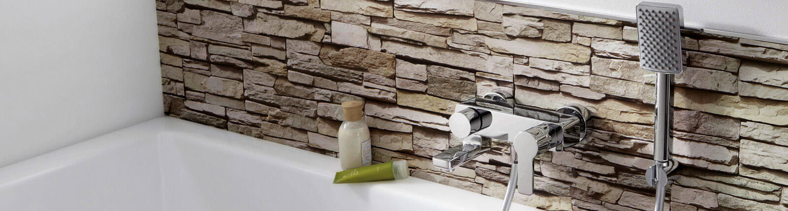 Wandverkleidung in Stein-Optik mit HSK RenoDeco