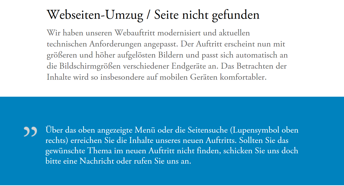 Hinweis zum Umzug der Webseite